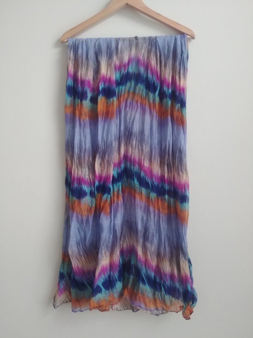 Striped tie dye look large rectangle blue and purple scarf